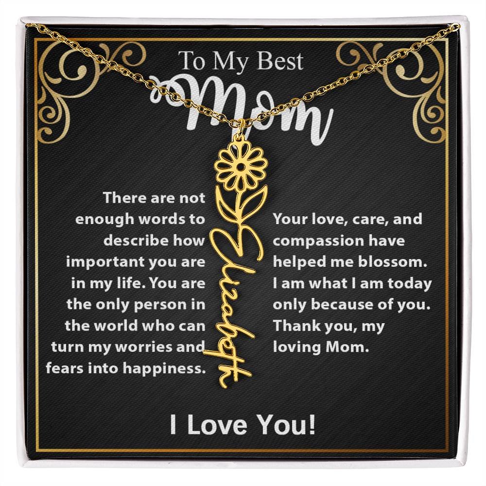 Custom Flower Name Necklace Gift For Mom From Daughter & Son #e307 - Image 16