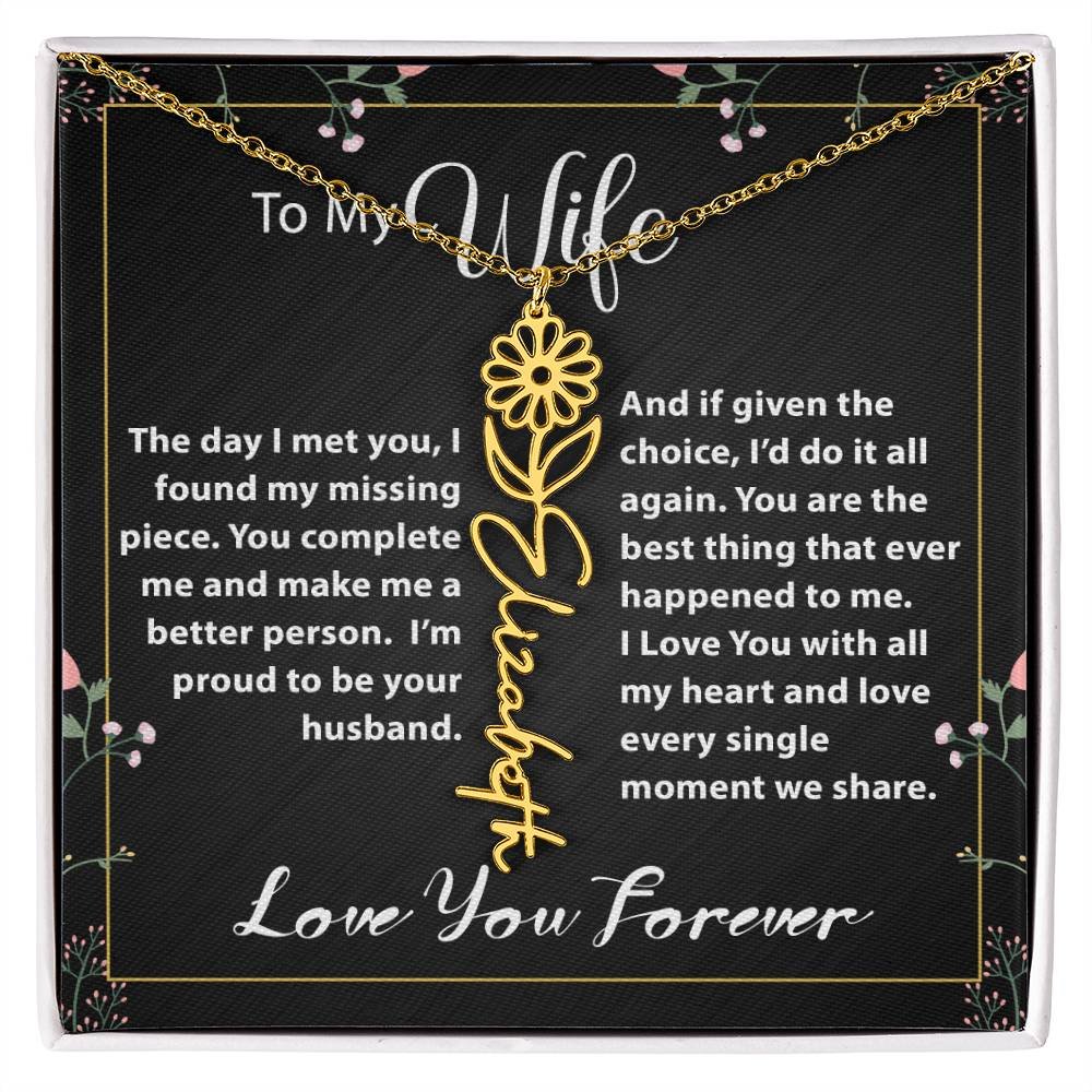 Custom Flower Name Necklace - Message Card Jewelry - Jewelry Inns