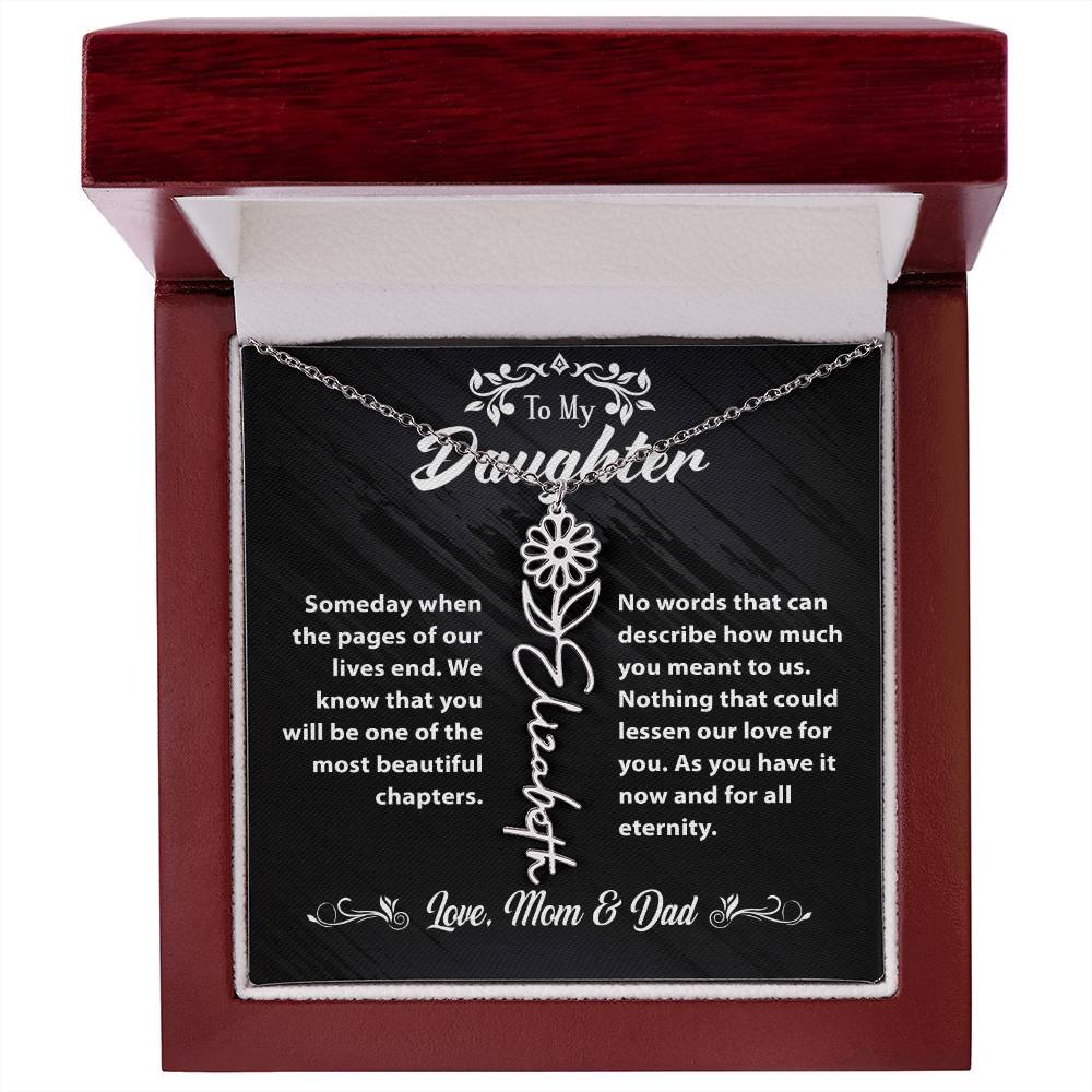 Flower Name Necklace To My Daughter Gift From Mom & Dad #e304 - Image 28