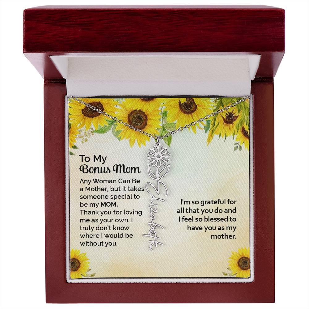Custom Flower Name Necklace Gift To My Bonus Mom #e313 - Image 28