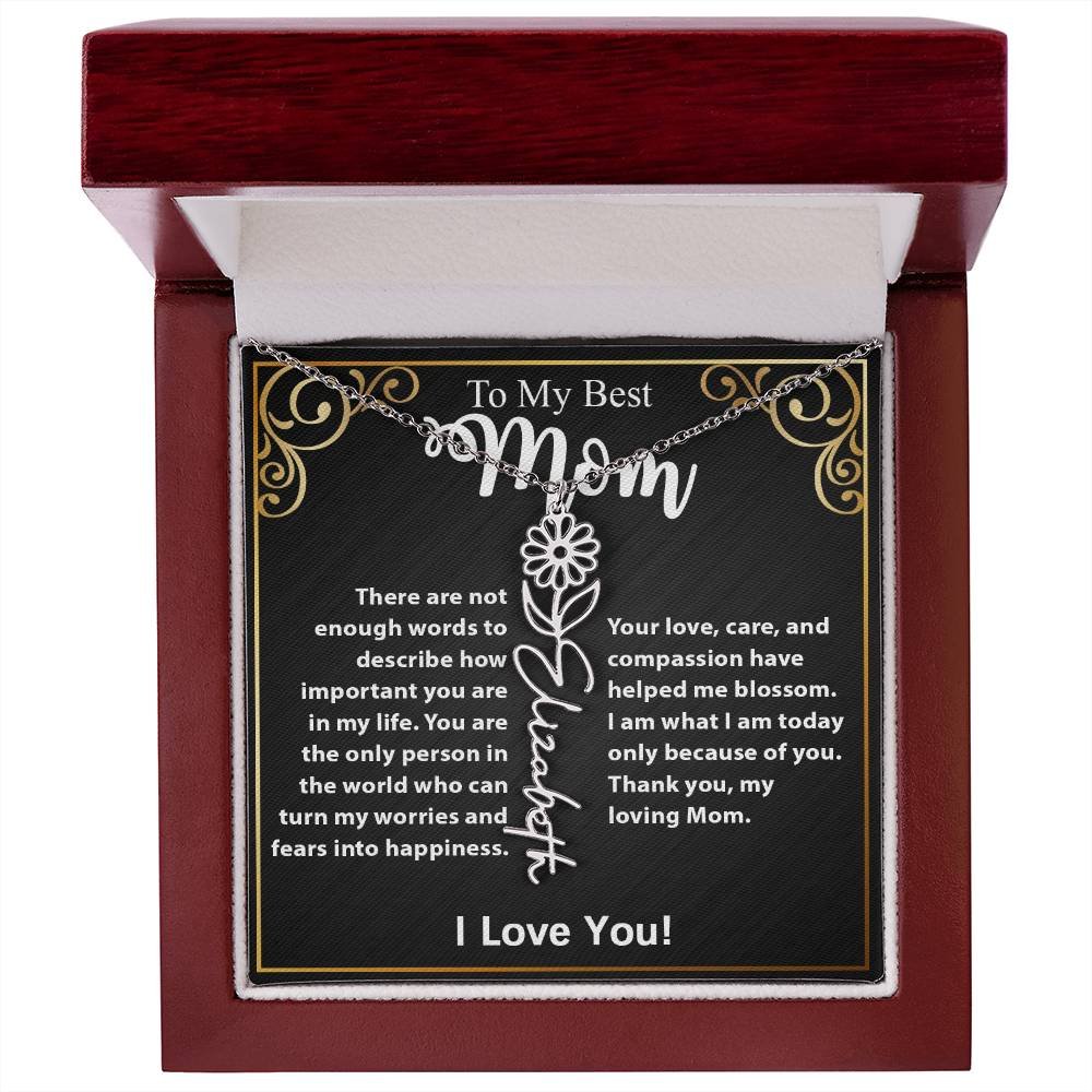Custom Flower Name Necklace Gift For Mom From Daughter & Son #e307 - Image 28