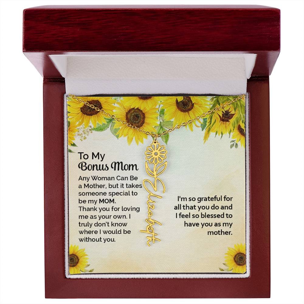 Custom Flower Name Necklace Gift To My Bonus Mom #e313 - Image 40