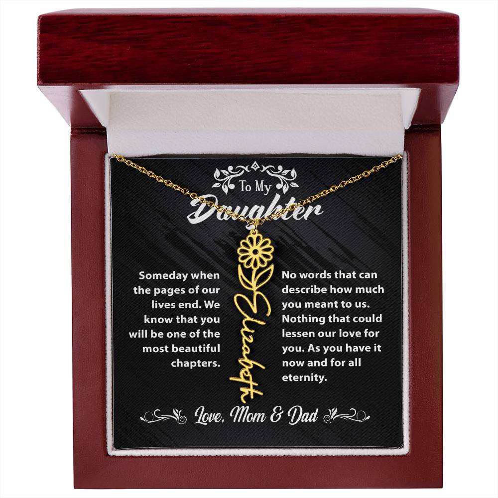 Flower Name Necklace To My Daughter Gift From Mom & Dad #e304 - Image 40