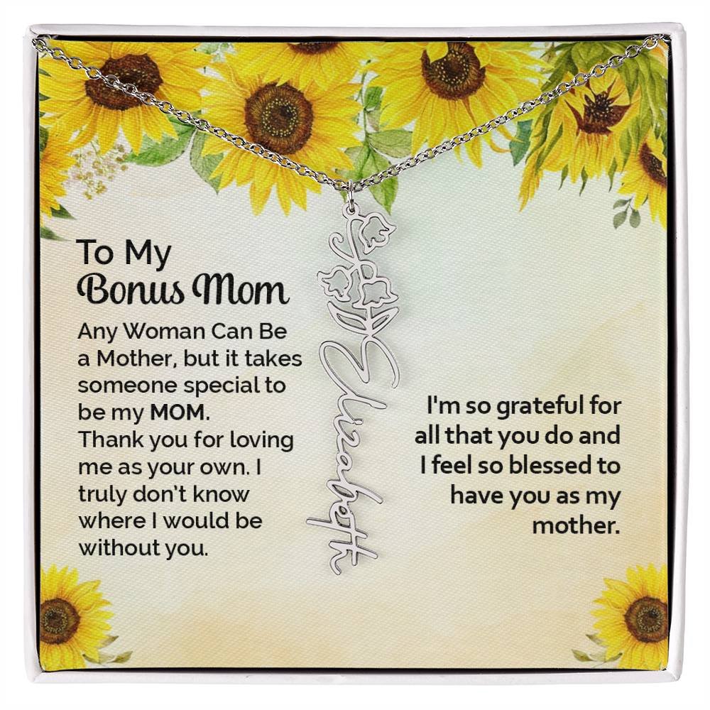 Custom Flower Name Necklace Gift To My Bonus Mom #e313 - Image 5