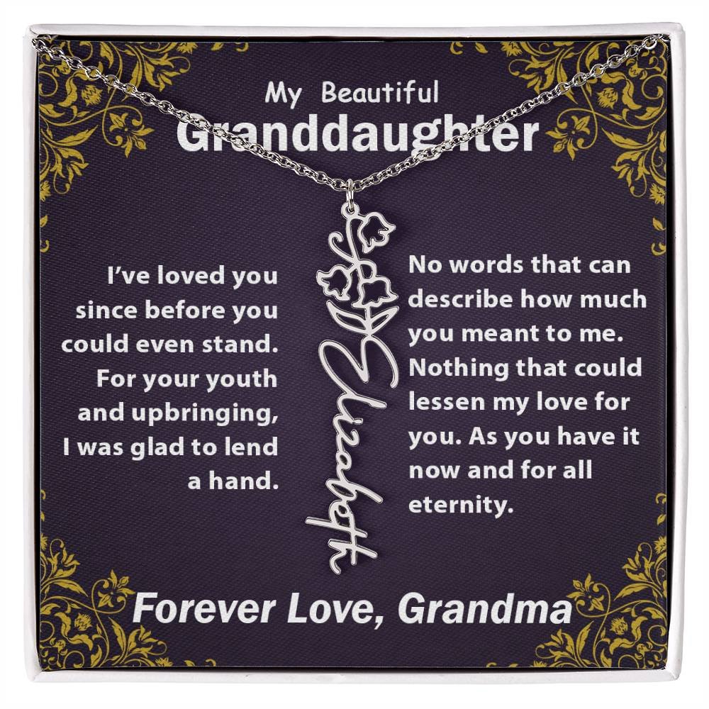 Personalized Flower Name Necklace, To My Granddaughter Gift from Grandma #e305 - Image 5