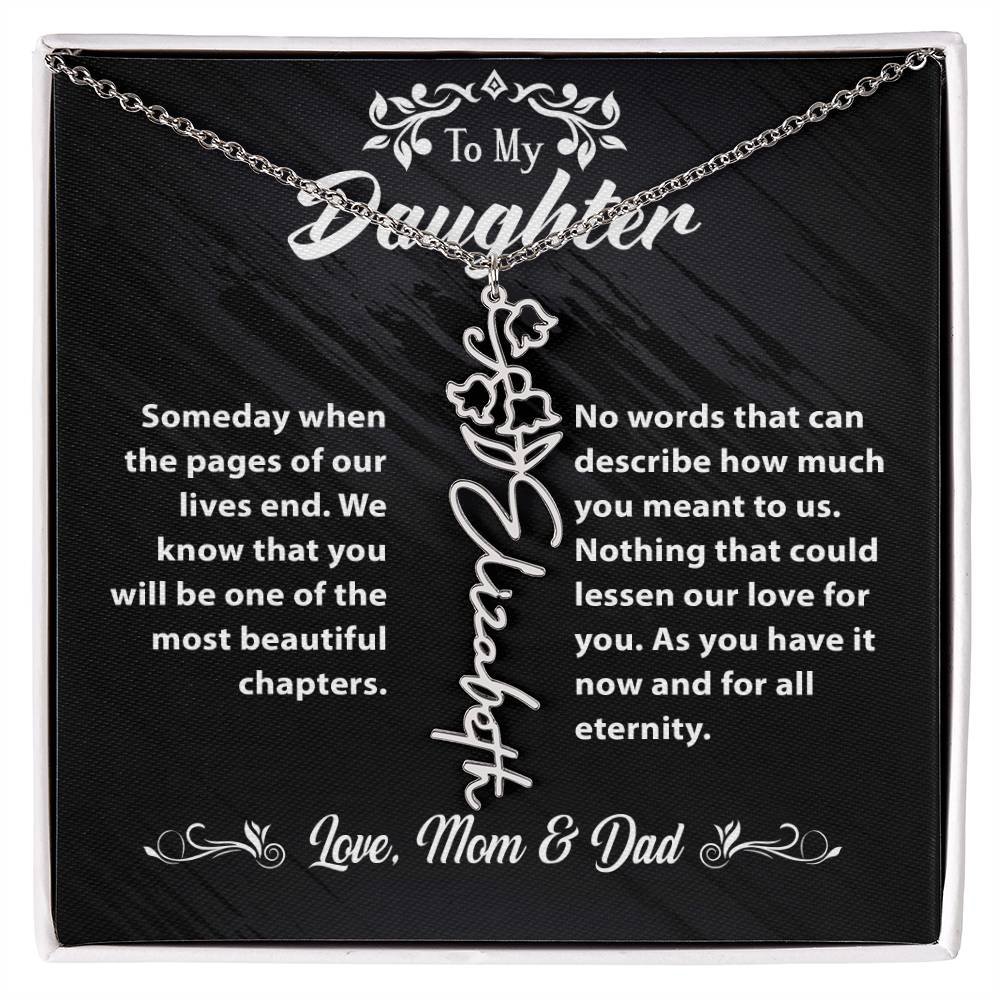 Flower Name Necklace To My Daughter Gift From Mom & Dad #e304 - Image 5