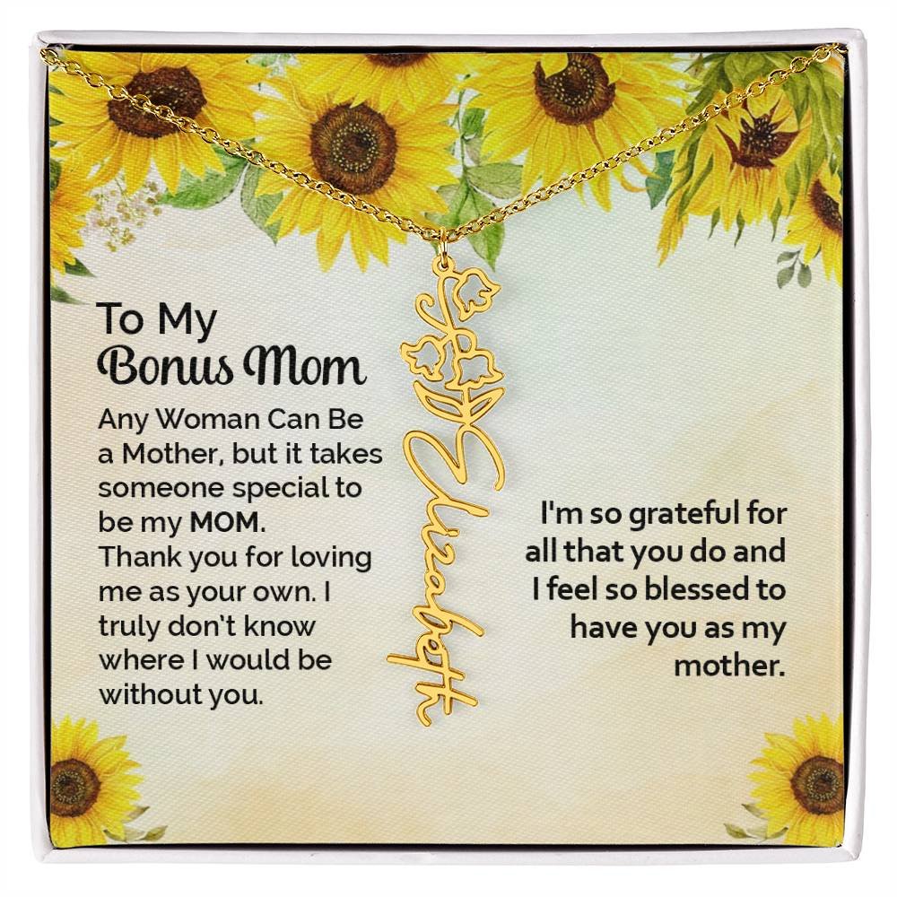 Custom Flower Name Necklace Gift To My Bonus Mom #e313 - Image 17