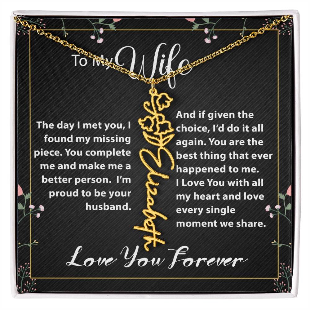 Custom Flower Name Necklace - Message Card Jewelry - Jewelry Inns