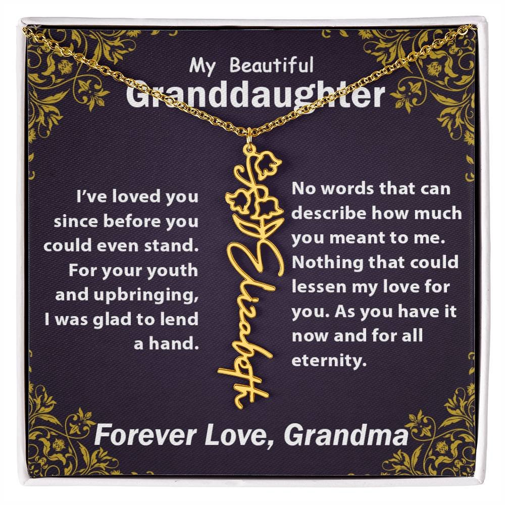 Personalized Flower Name Necklace, To My Granddaughter Gift from Grandma #e305 - Image 17
