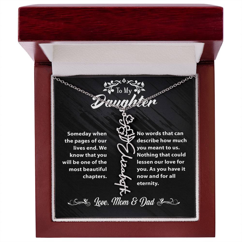 Flower Name Necklace To My Daughter Gift From Mom & Dad #e304 - Image 29