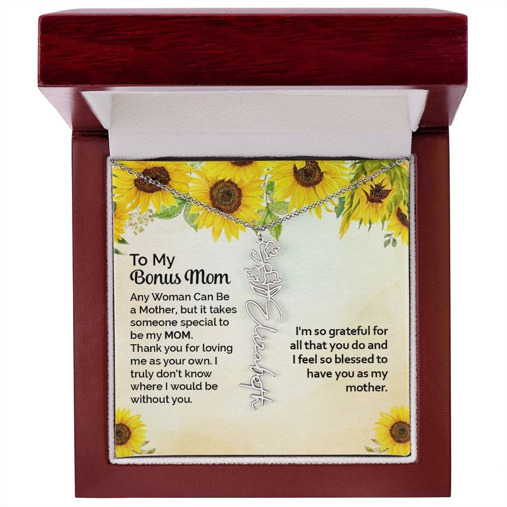 Custom Flower Name Necklace Gift To My Bonus Mom #e313 - Image 29