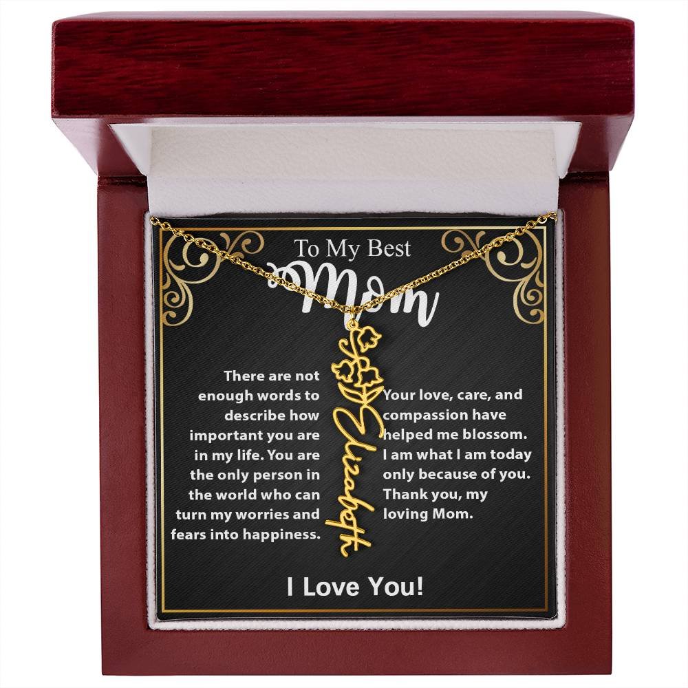 Custom Flower Name Necklace Gift For Mom From Daughter & Son #e307 - Image 40