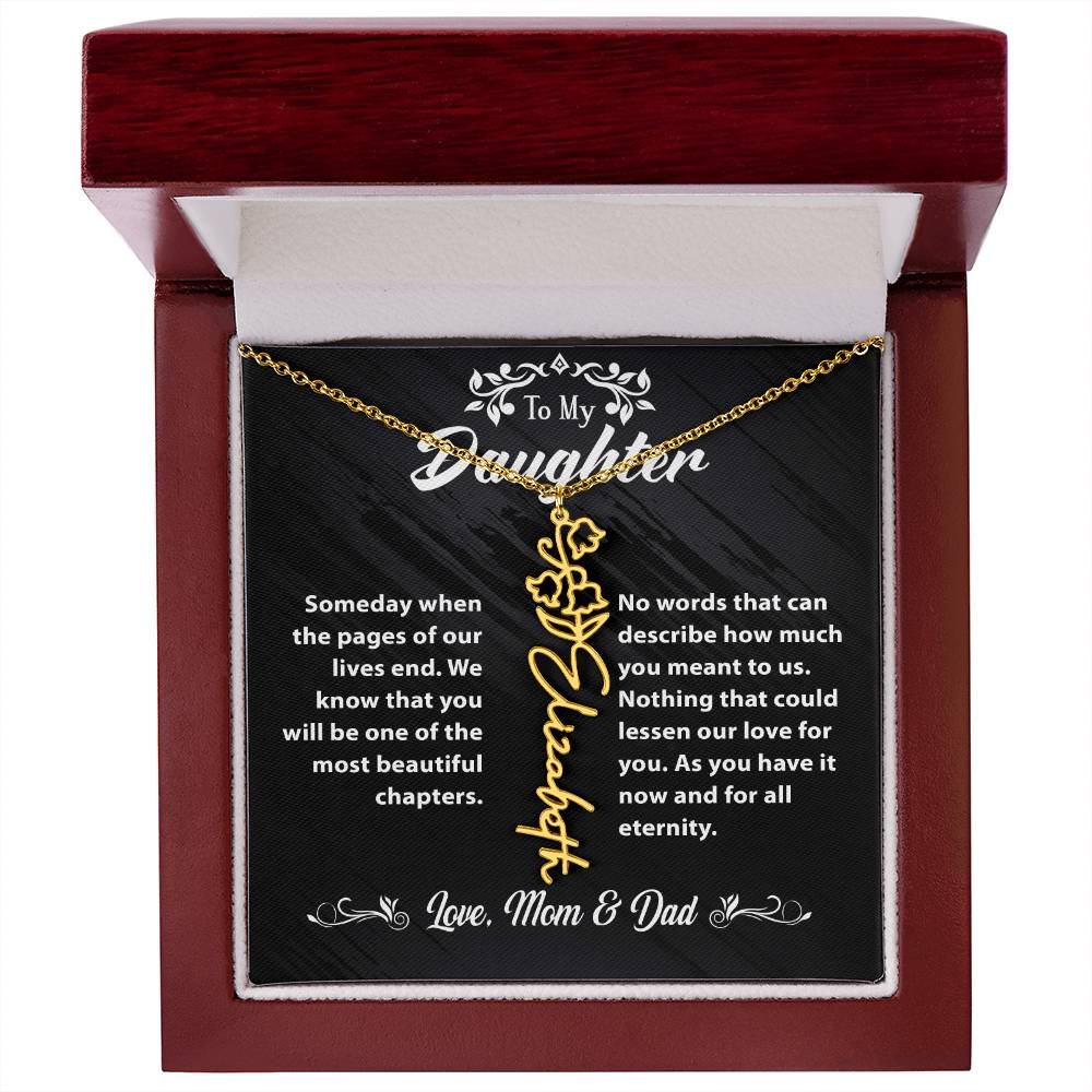 Flower Name Necklace To My Daughter Gift From Mom & Dad #e304 - Image 41