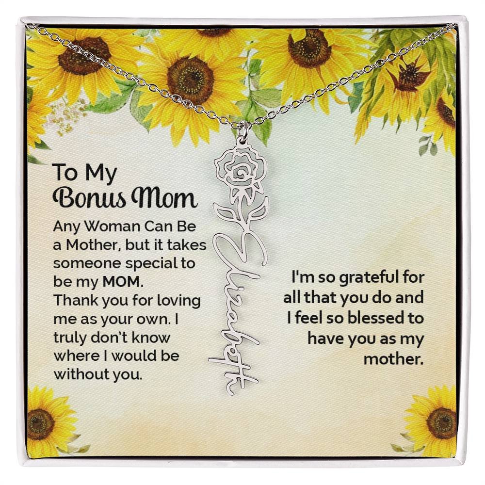 Custom Flower Name Necklace Gift To My Bonus Mom #e313 - Image 6