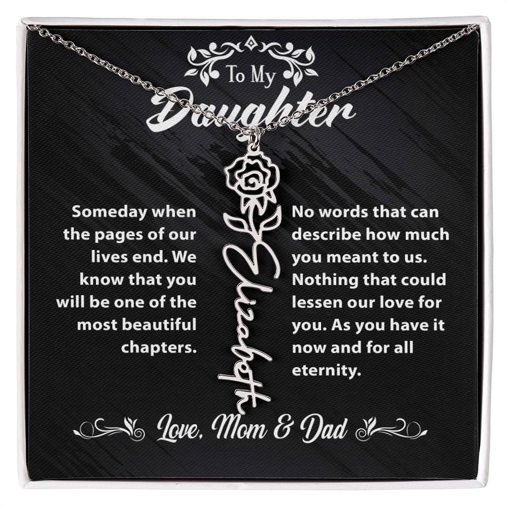 Flower Name Necklace To My Daughter Gift From Mom & Dad #e304 - Image 6