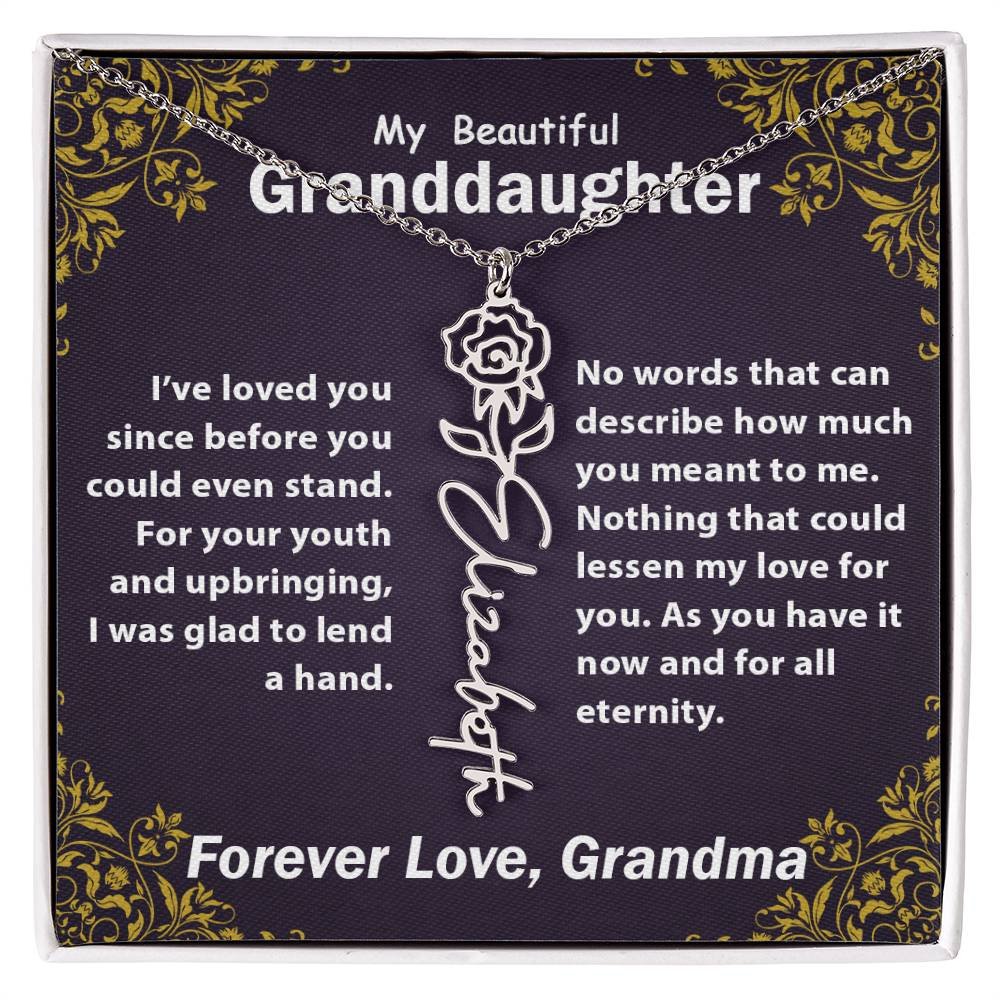 Personalized Flower Name Necklace, To My Granddaughter Gift from Grandma #e305 - Image 6
