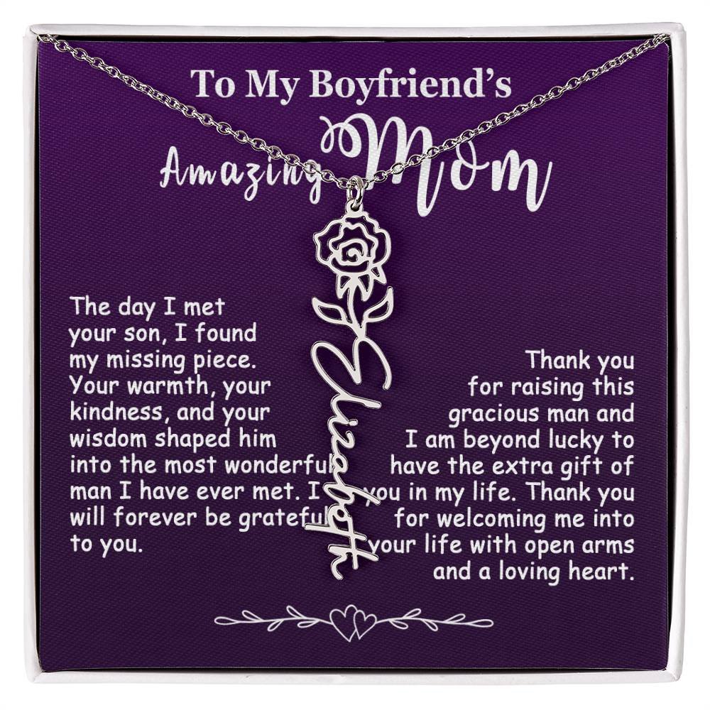 Custom Flower Name Necklace Gift For My Boyfriend's Mom #e308 - Image 6