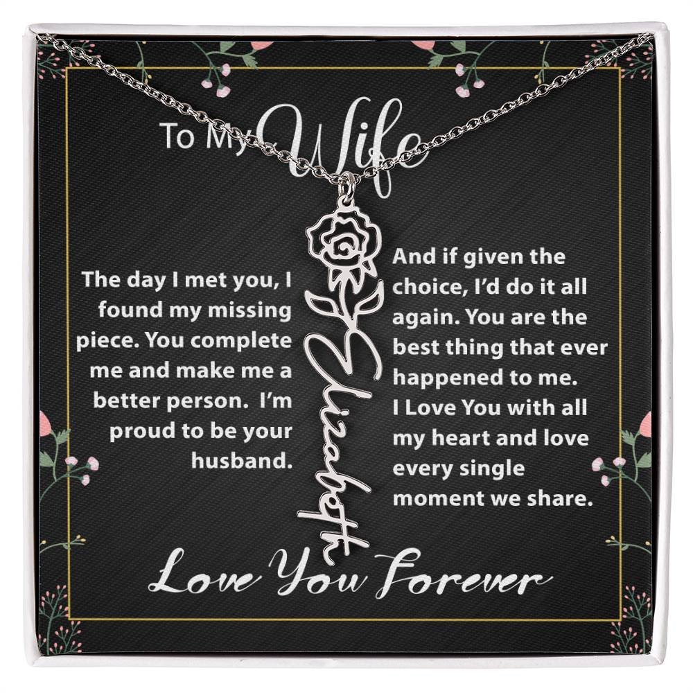 Custom Flower Name Necklace - Message Card Jewelry - Jewelry Inns