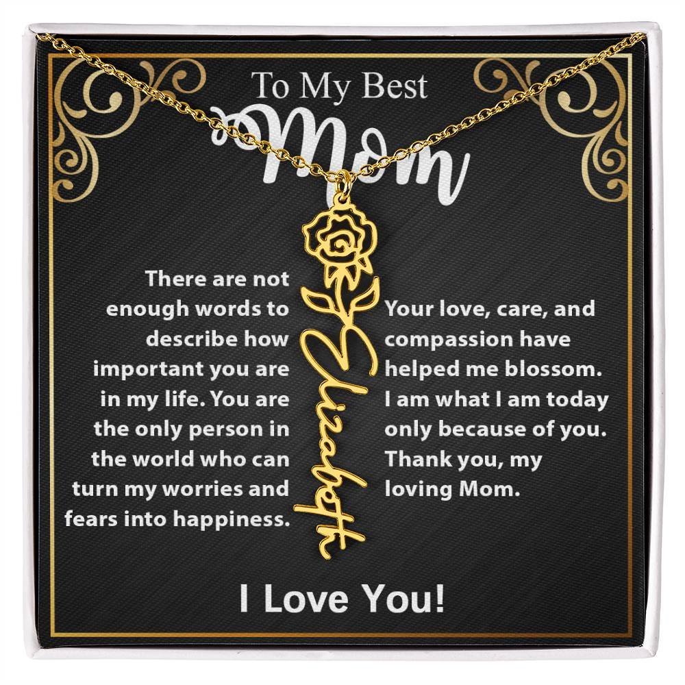 Custom Flower Name Necklace Gift For Mom From Daughter & Son #e307 - Image 18