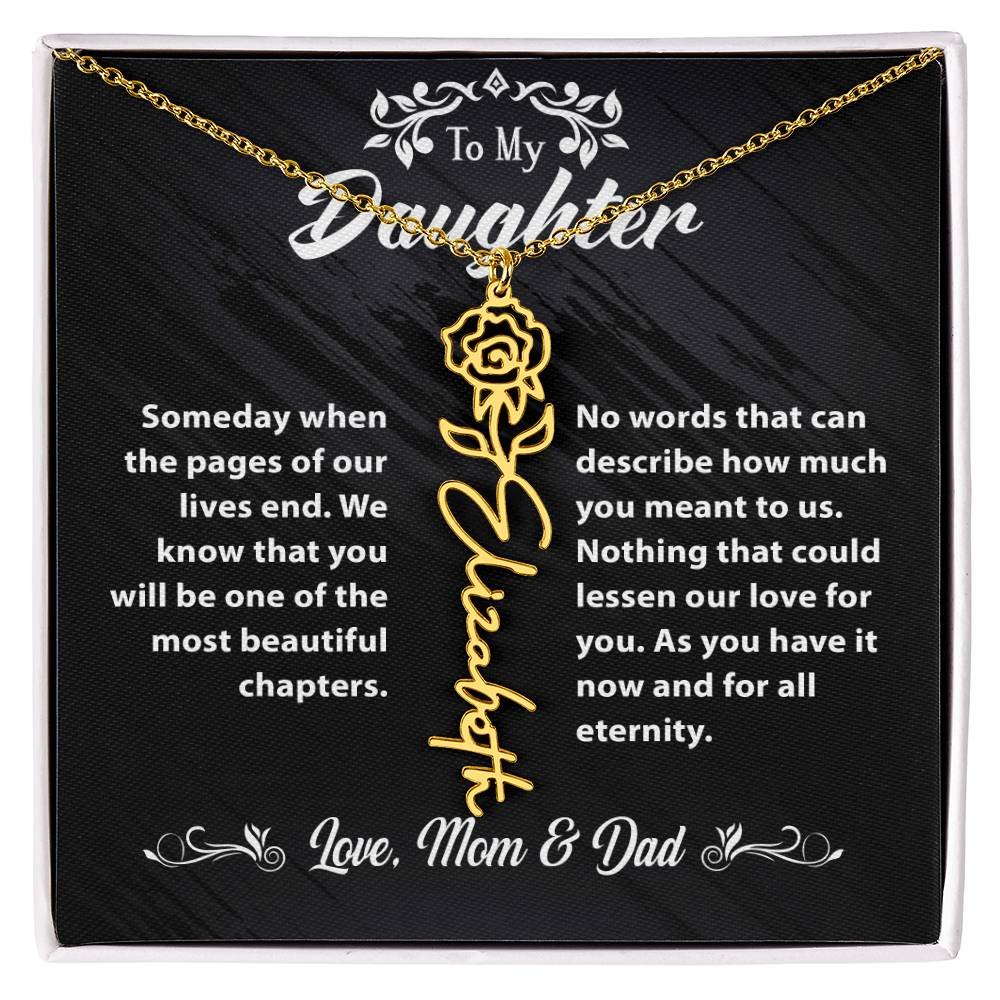 Flower Name Necklace To My Daughter Gift From Mom & Dad #e304 - Image 18