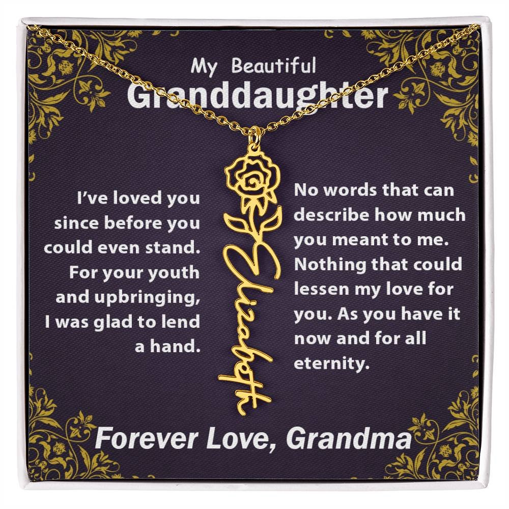 Personalized Flower Name Necklace, To My Granddaughter Gift from Grandma #e305 - Image 18