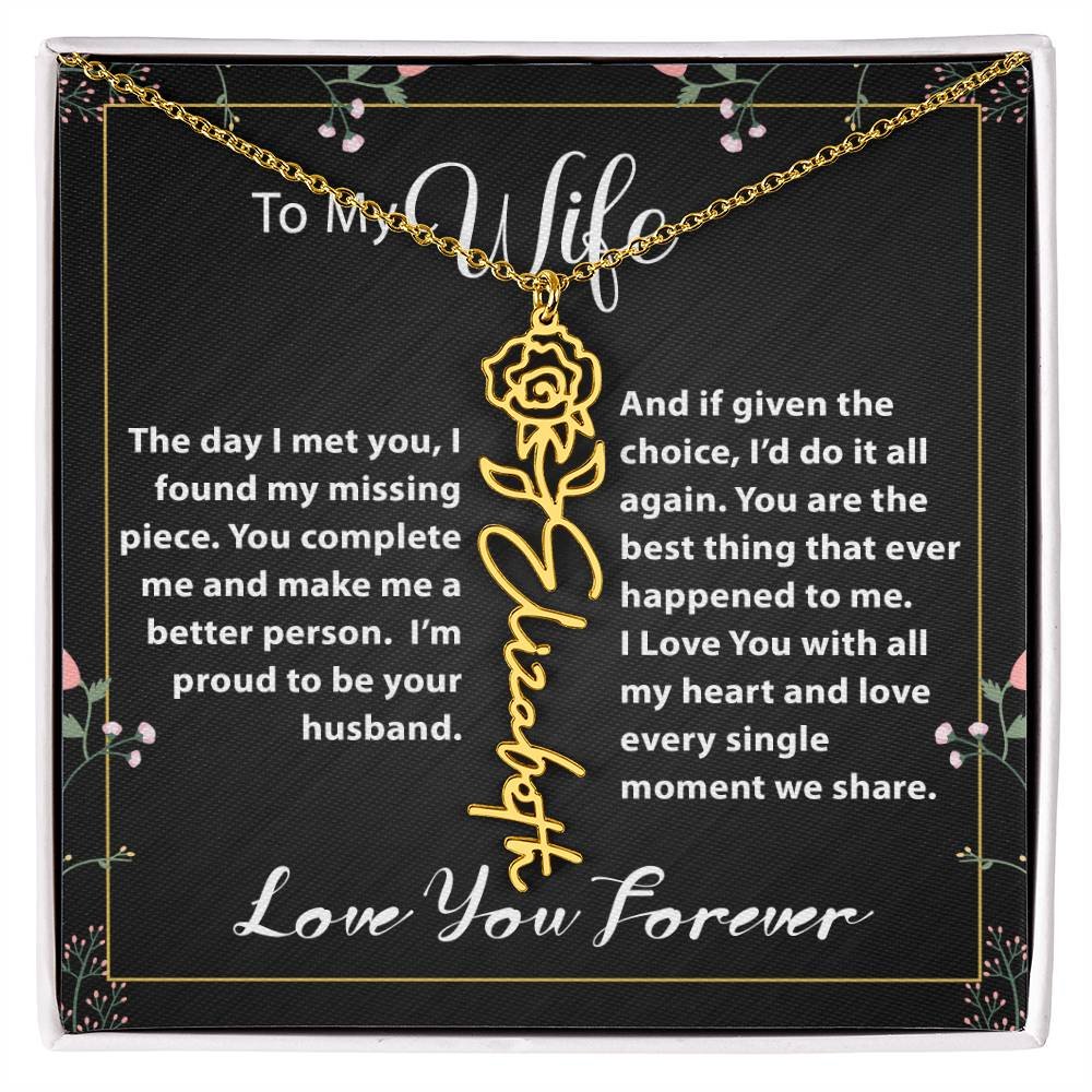 Custom Flower Name Necklace - Message Card Jewelry - Jewelry Inns