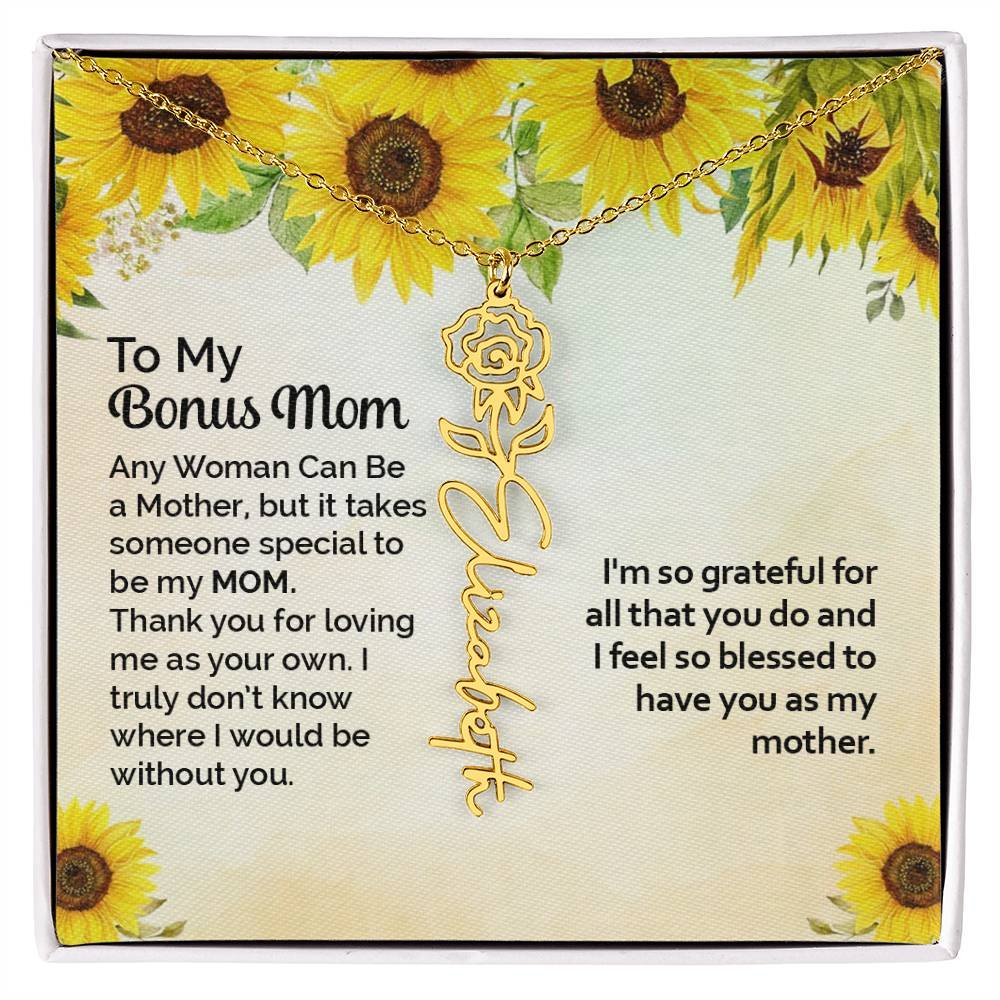 Custom Flower Name Necklace Gift To My Bonus Mom #e313 - Image 18