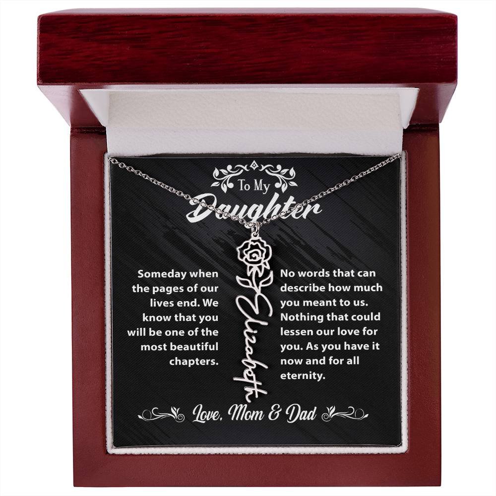 Flower Name Necklace To My Daughter Gift From Mom & Dad #e304 - Image 30