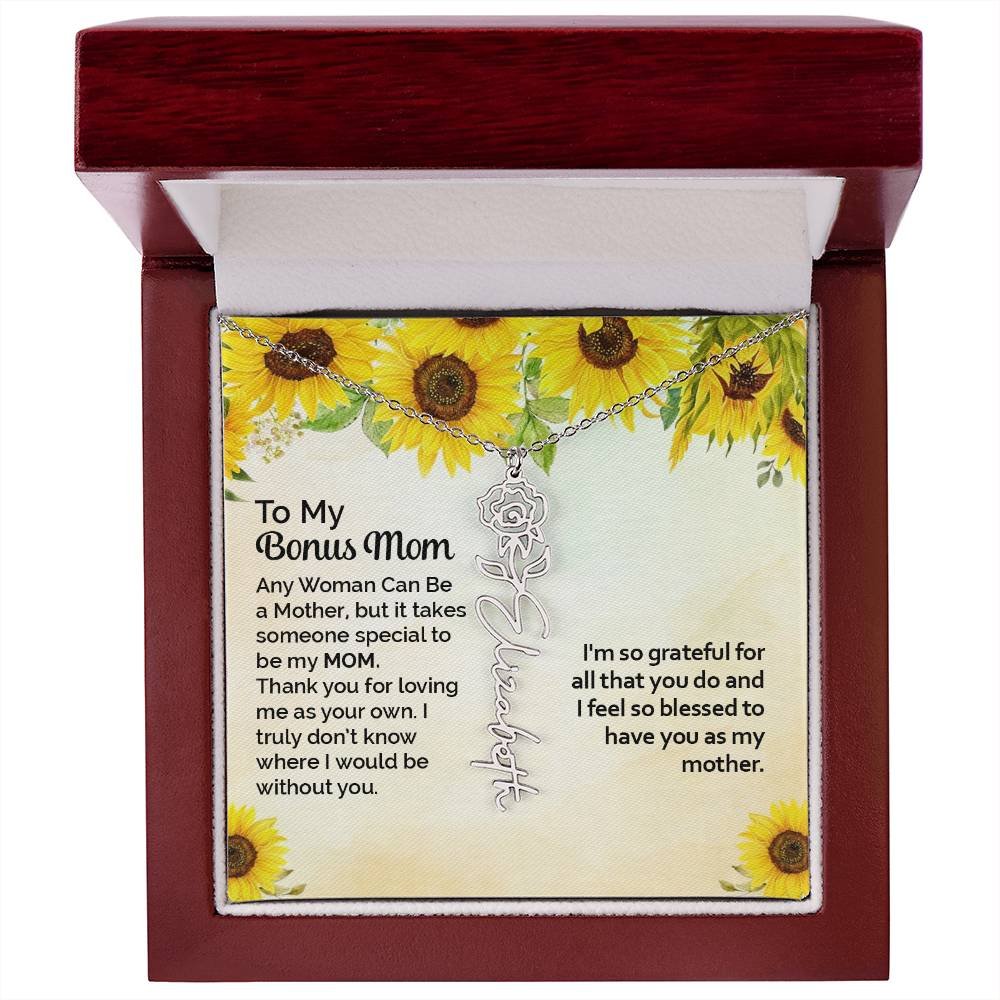 Custom Flower Name Necklace Gift To My Bonus Mom #e313 - Image 30