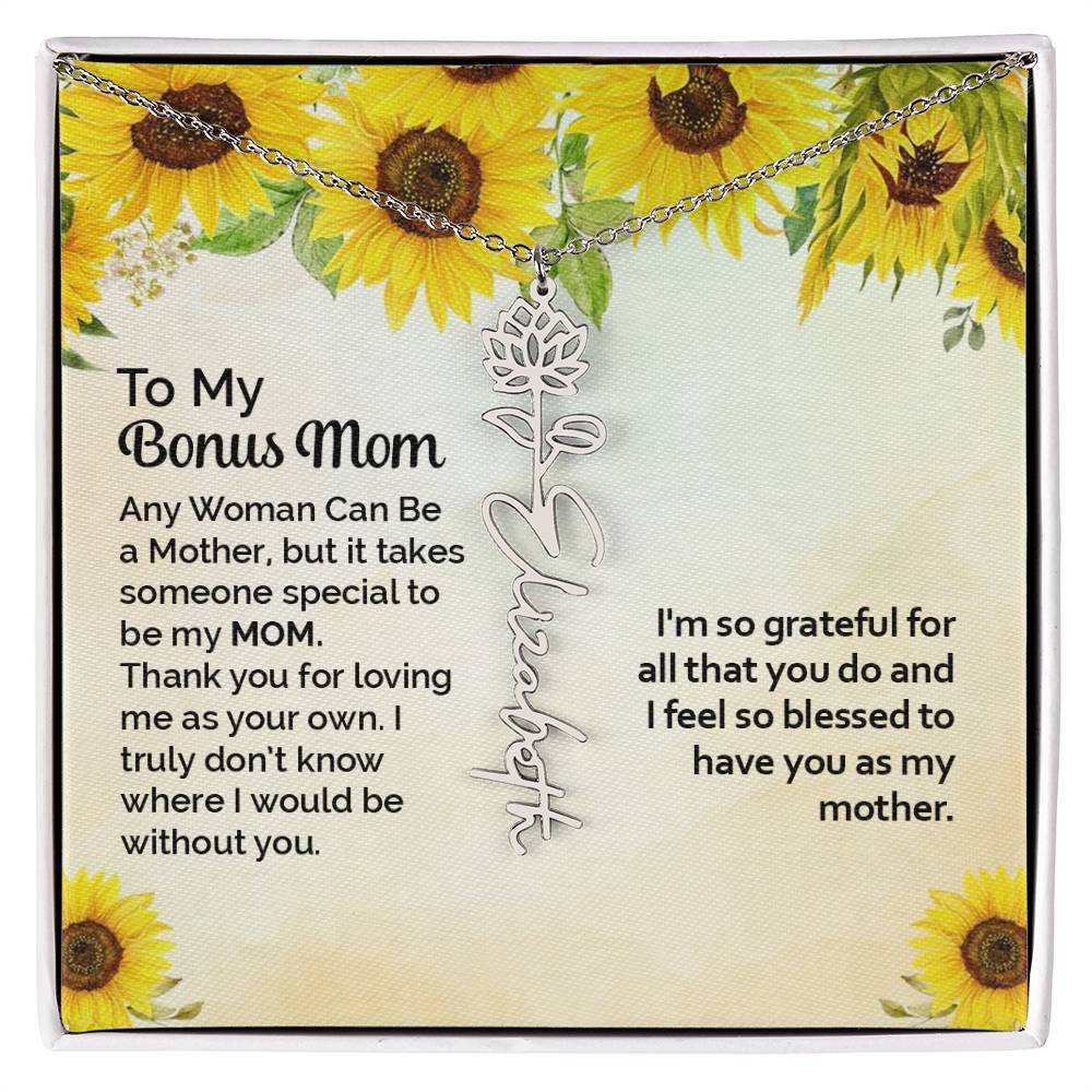 Custom Flower Name Necklace Gift To My Bonus Mom #e313 - Image 7