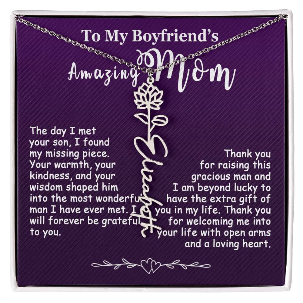 Custom Flower Name Necklace Gift For My Boyfriend's Mom #e308 - Image 7
