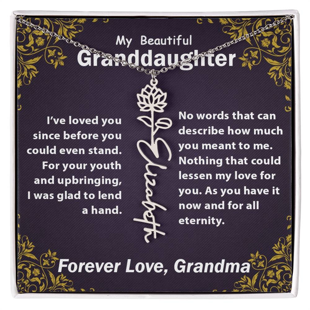 Personalized Flower Name Necklace, To My Granddaughter Gift from Grandma #e305 - Image 7