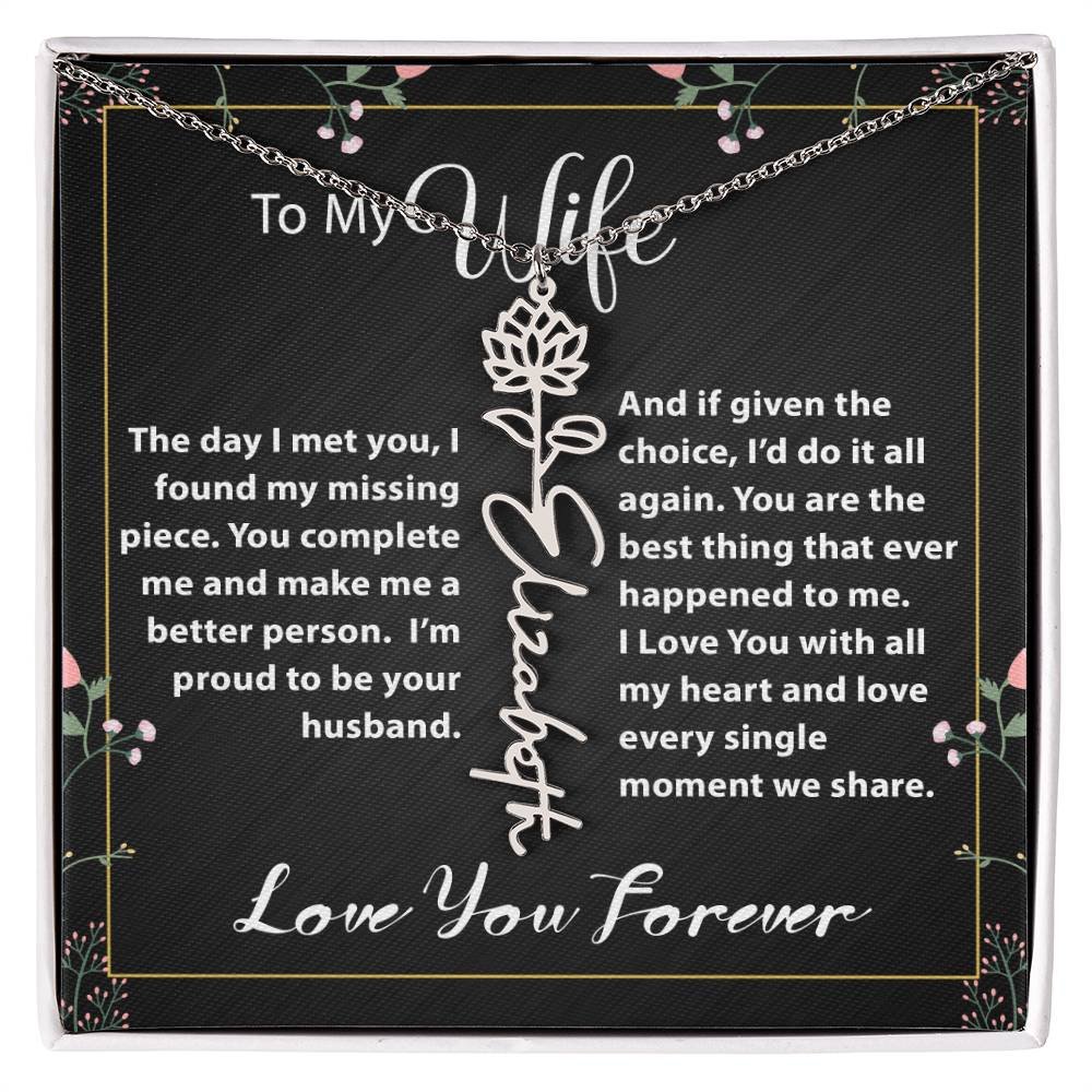 Custom Flower Name Necklace - Message Card Jewelry - Jewelry Inns