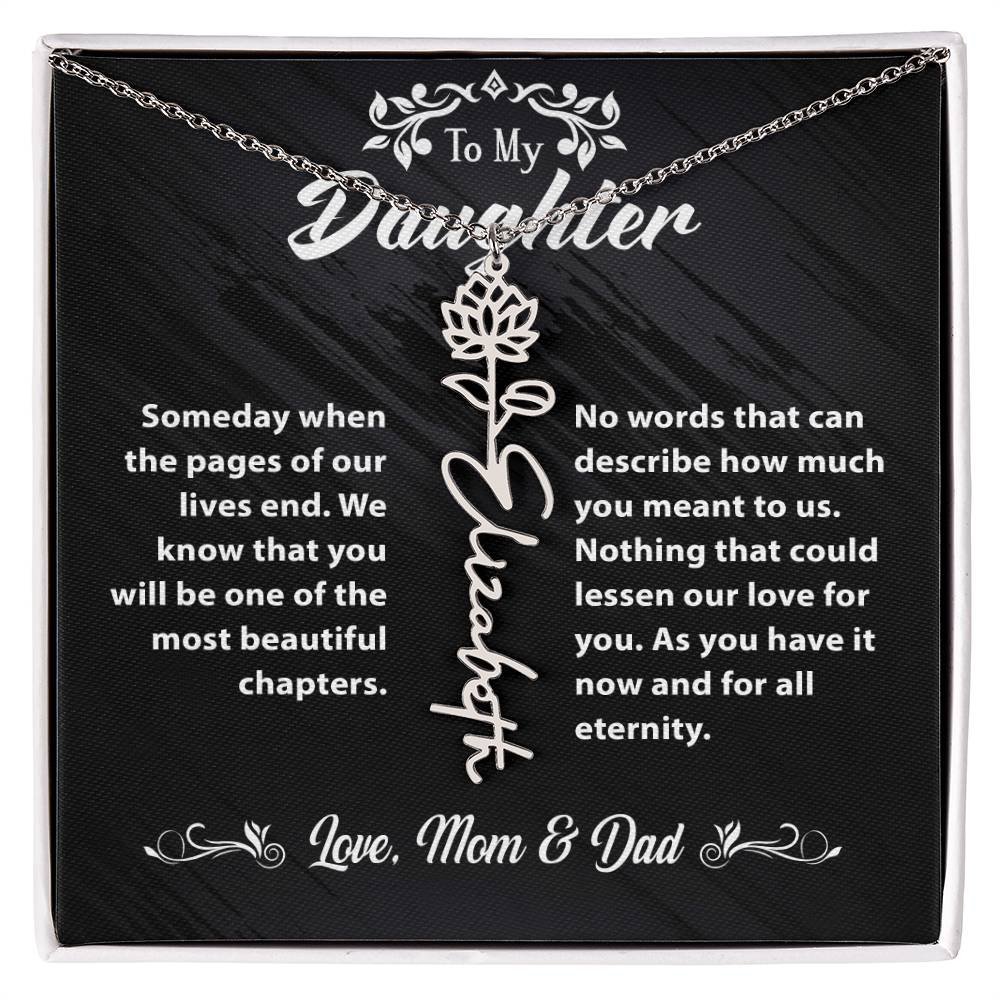 Flower Name Necklace To My Daughter Gift From Mom & Dad #e304 - Image 7