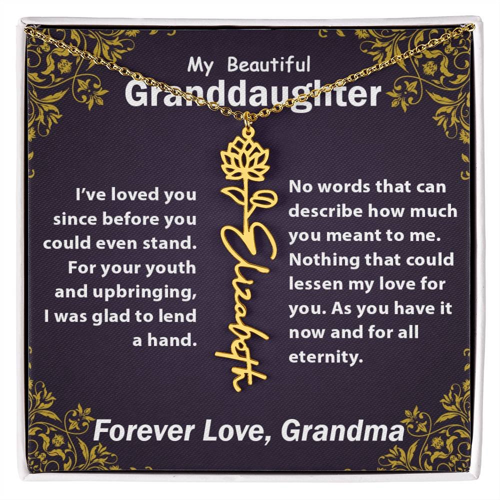Personalized Flower Name Necklace, To My Granddaughter Gift from Grandma #e305 - Image 19