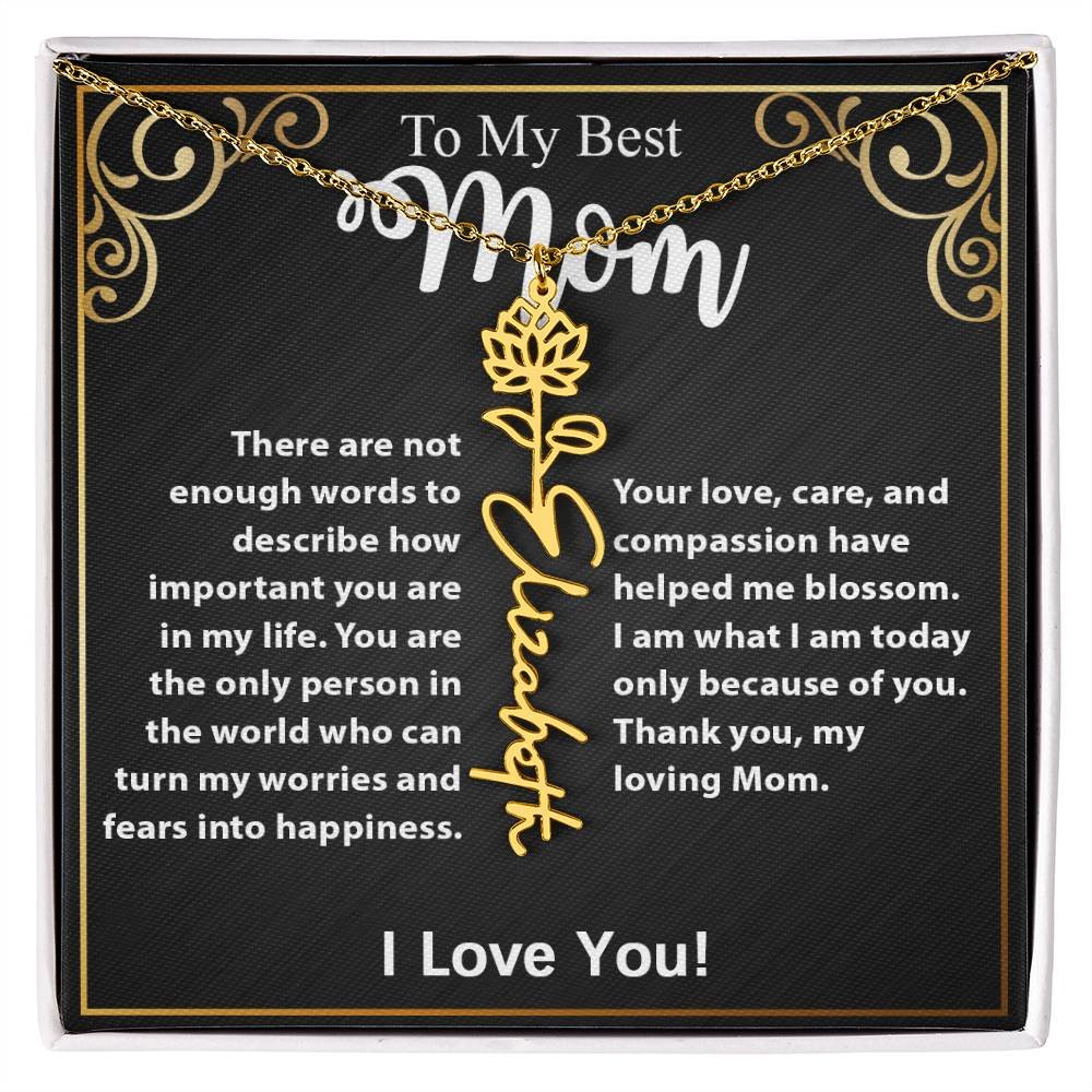 Custom Flower Name Necklace Gift For Mom From Daughter & Son #e307 - Image 19