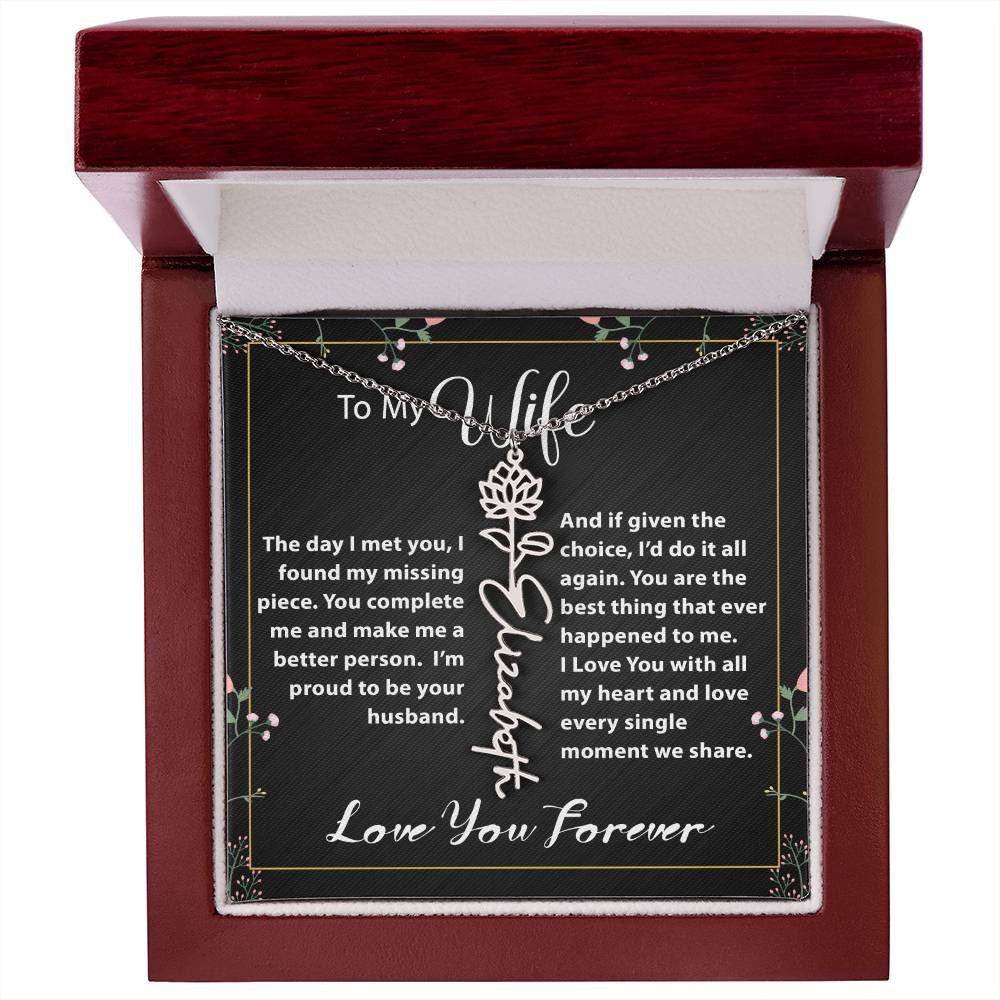 Custom Flower Name Necklace - Message Card Jewelry - Jewelry Inns