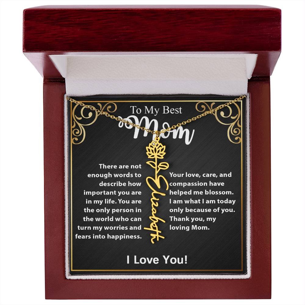 Custom Flower Name Necklace Gift For Mom From Daughter & Son #e307 - Image 42
