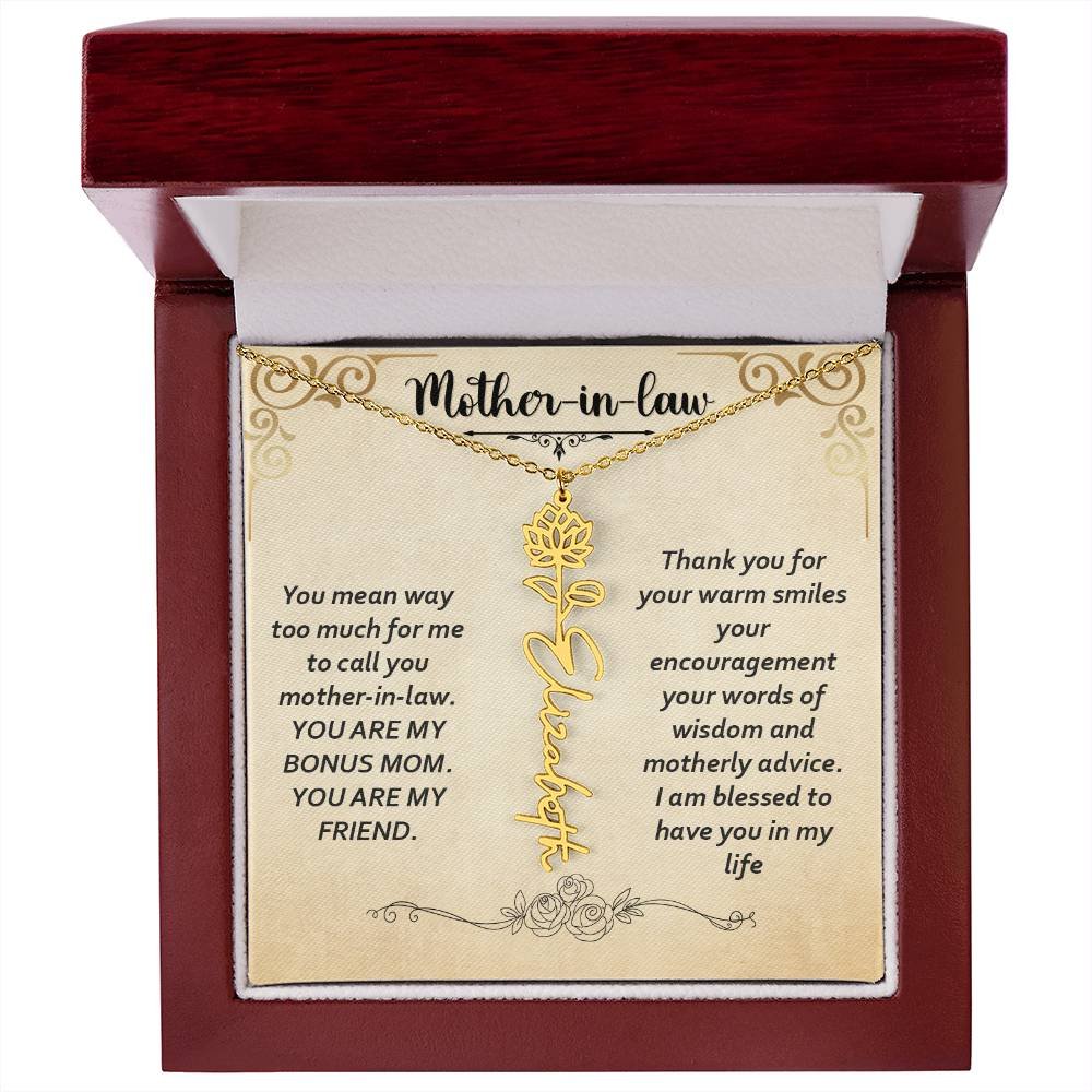 Flower Name Necklace - Custom Flower Name Necklace - Jewelry Inns