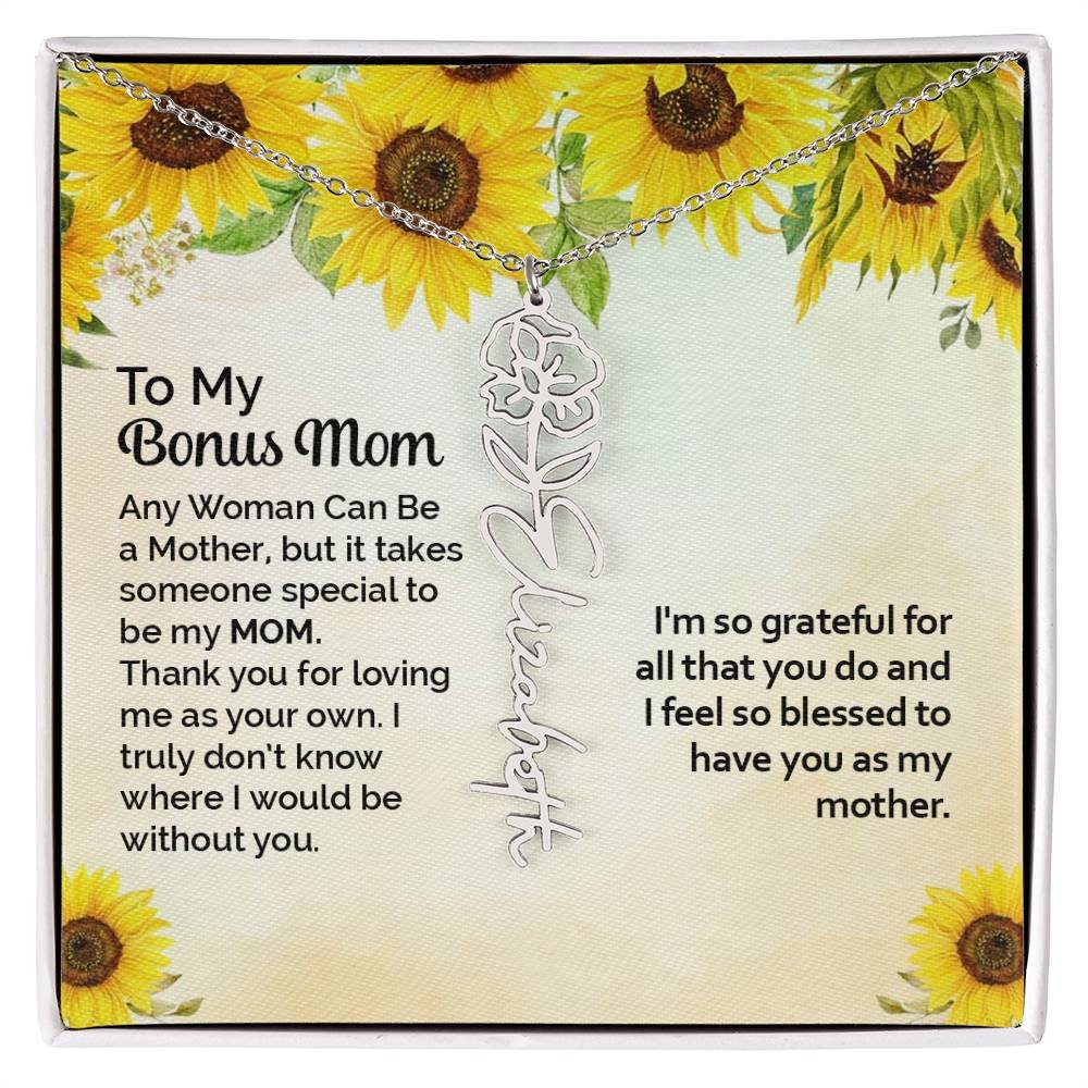 Custom Flower Name Necklace Gift To My Bonus Mom #e313 - Image 8
