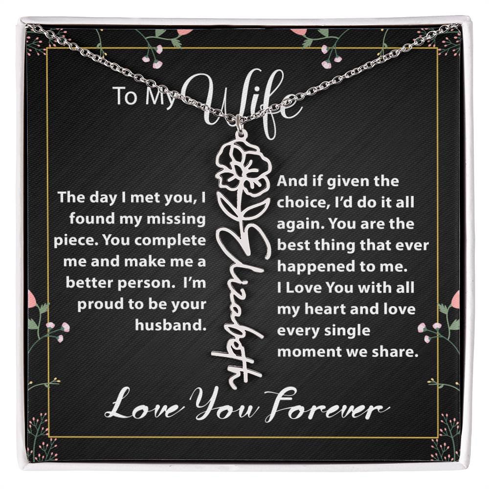 Custom Flower Name Necklace - Message Card Jewelry - Jewelry Inns