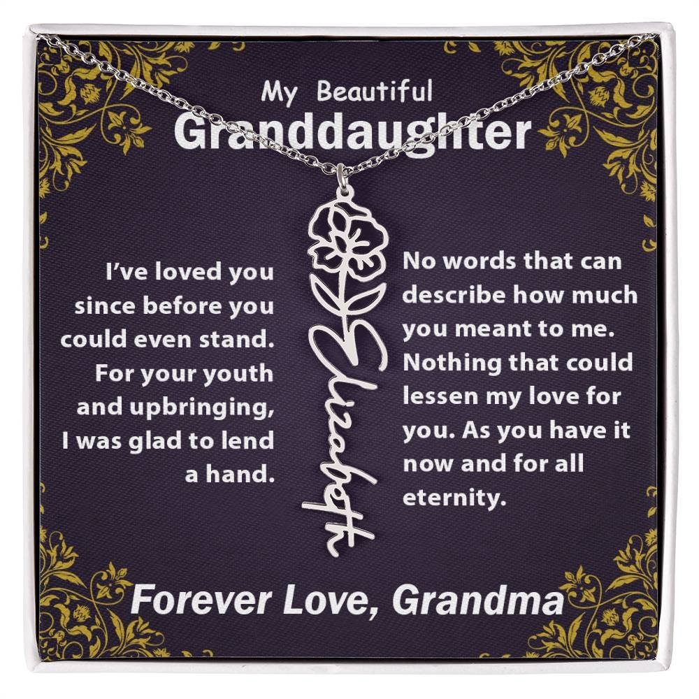 Personalized Flower Name Necklace, To My Granddaughter Gift from Grandma #e305 - Image 8