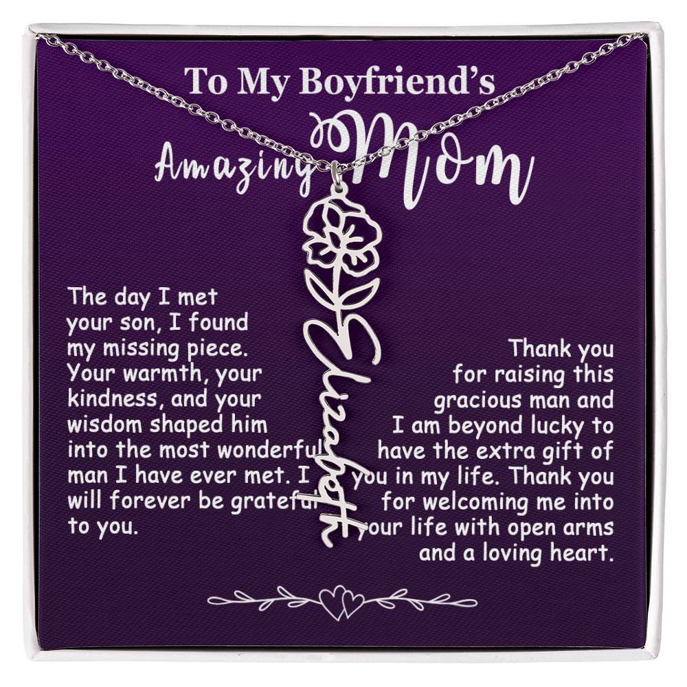 Custom Flower Name Necklace Gift For My Boyfriend's Mom #e308 - Image 8