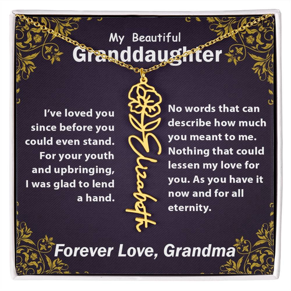Personalized Flower Name Necklace, To My Granddaughter Gift from Grandma #e305 - Image 20