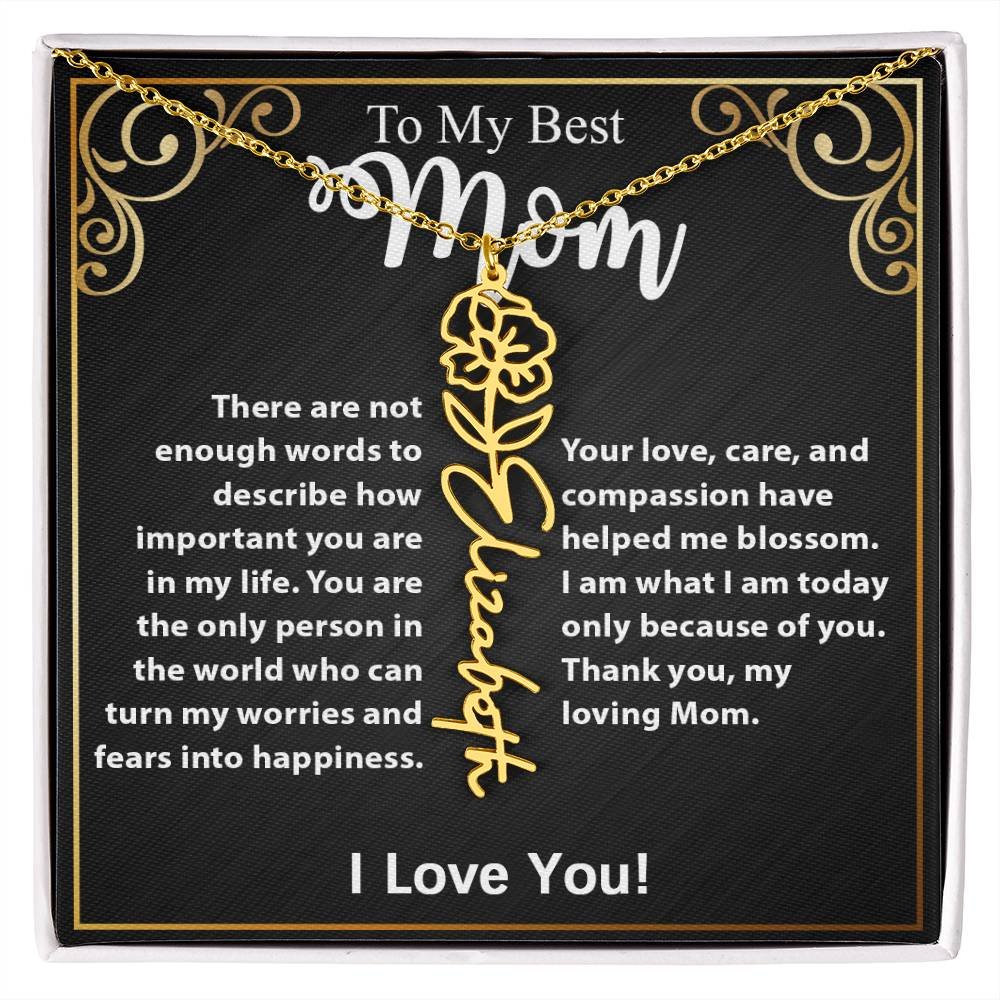 Custom Flower Name Necklace Gift For Mom From Daughter & Son #e307 - Image 20