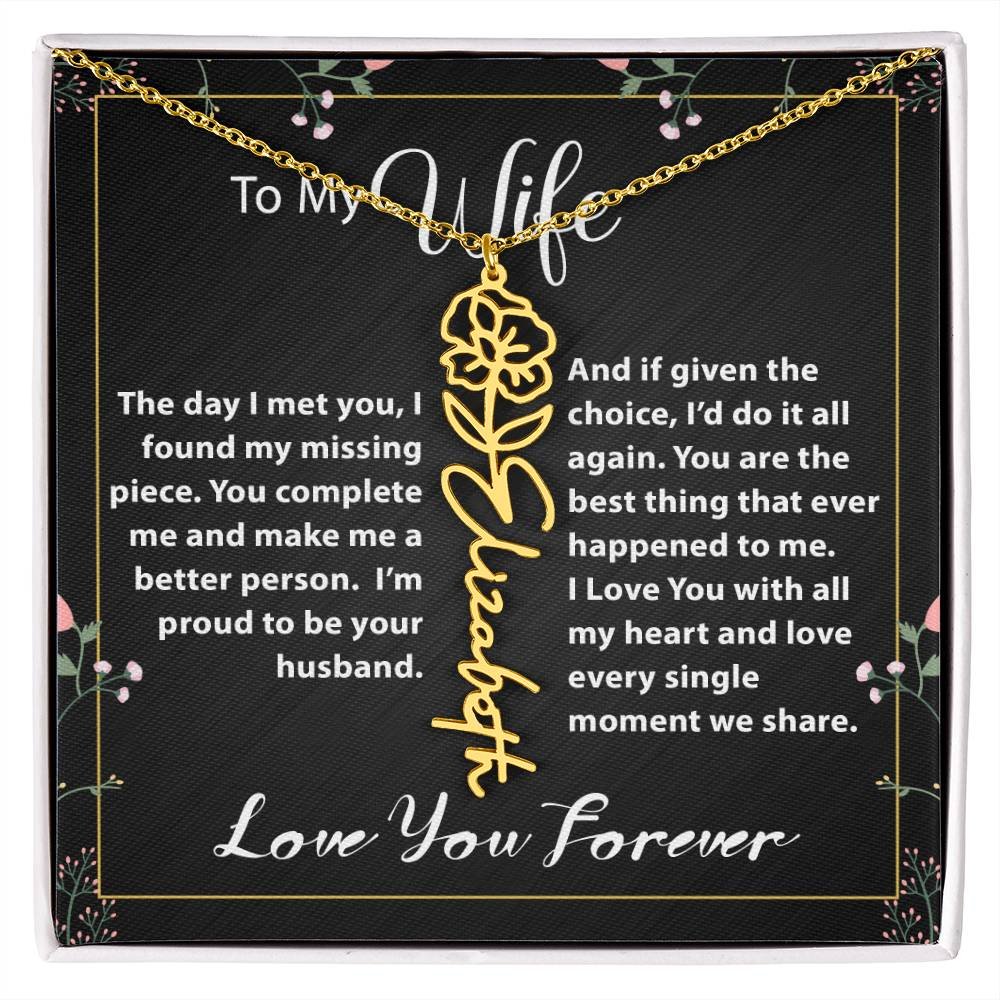 Custom Flower Name Necklace - Message Card Jewelry - Jewelry Inns