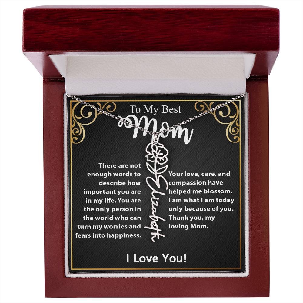 Custom Flower Name Necklace Gift For Mom From Daughter & Son #e307 - Image 32