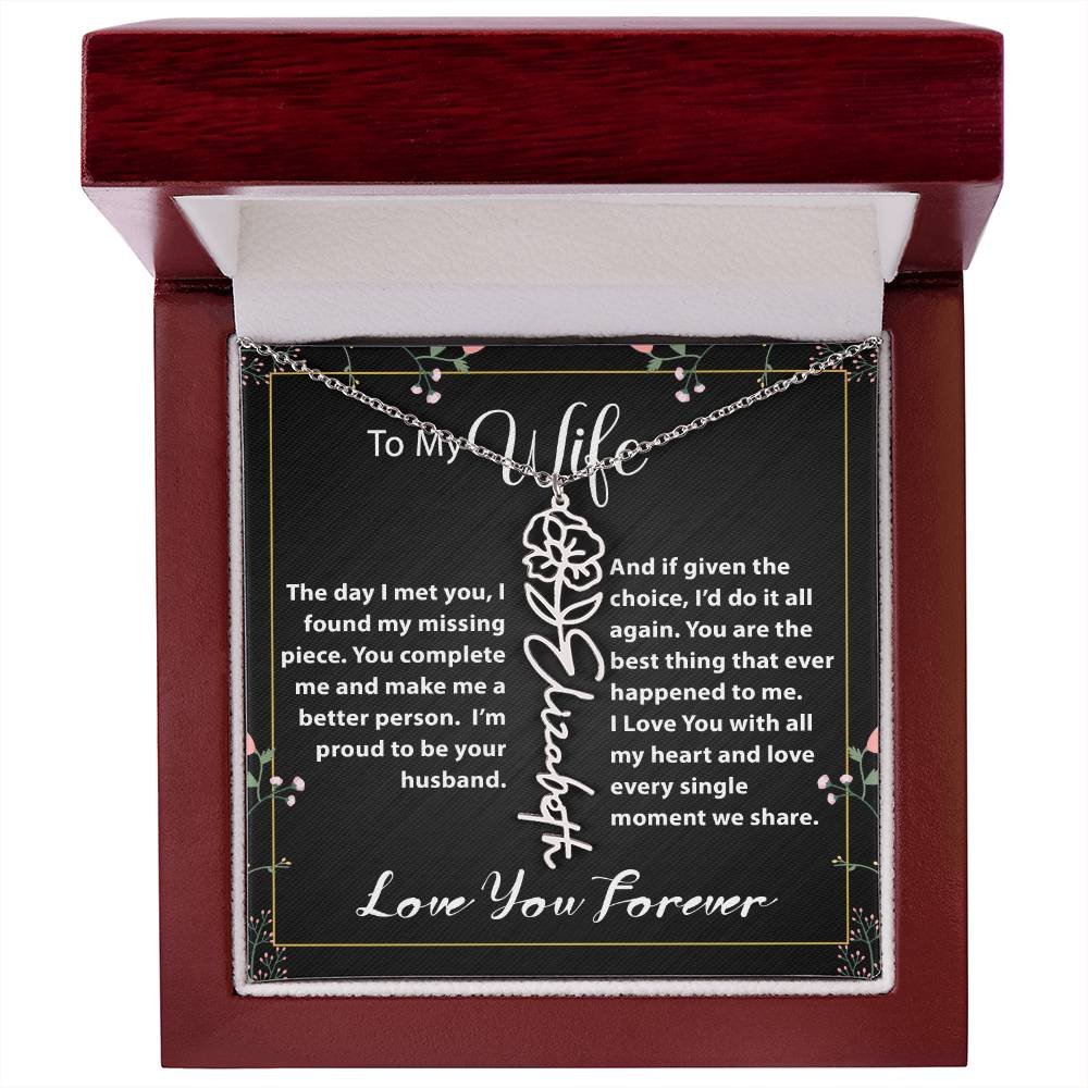 Custom Flower Name Necklace - Message Card Jewelry - Jewelry Inns