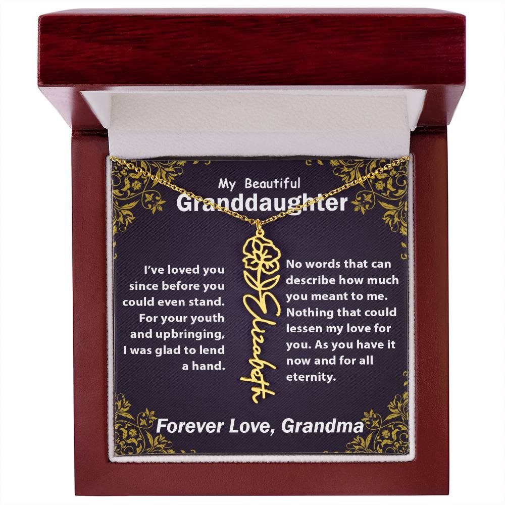 Personalized Flower Name Necklace, To My Granddaughter Gift from Grandma #e305 - Image 44