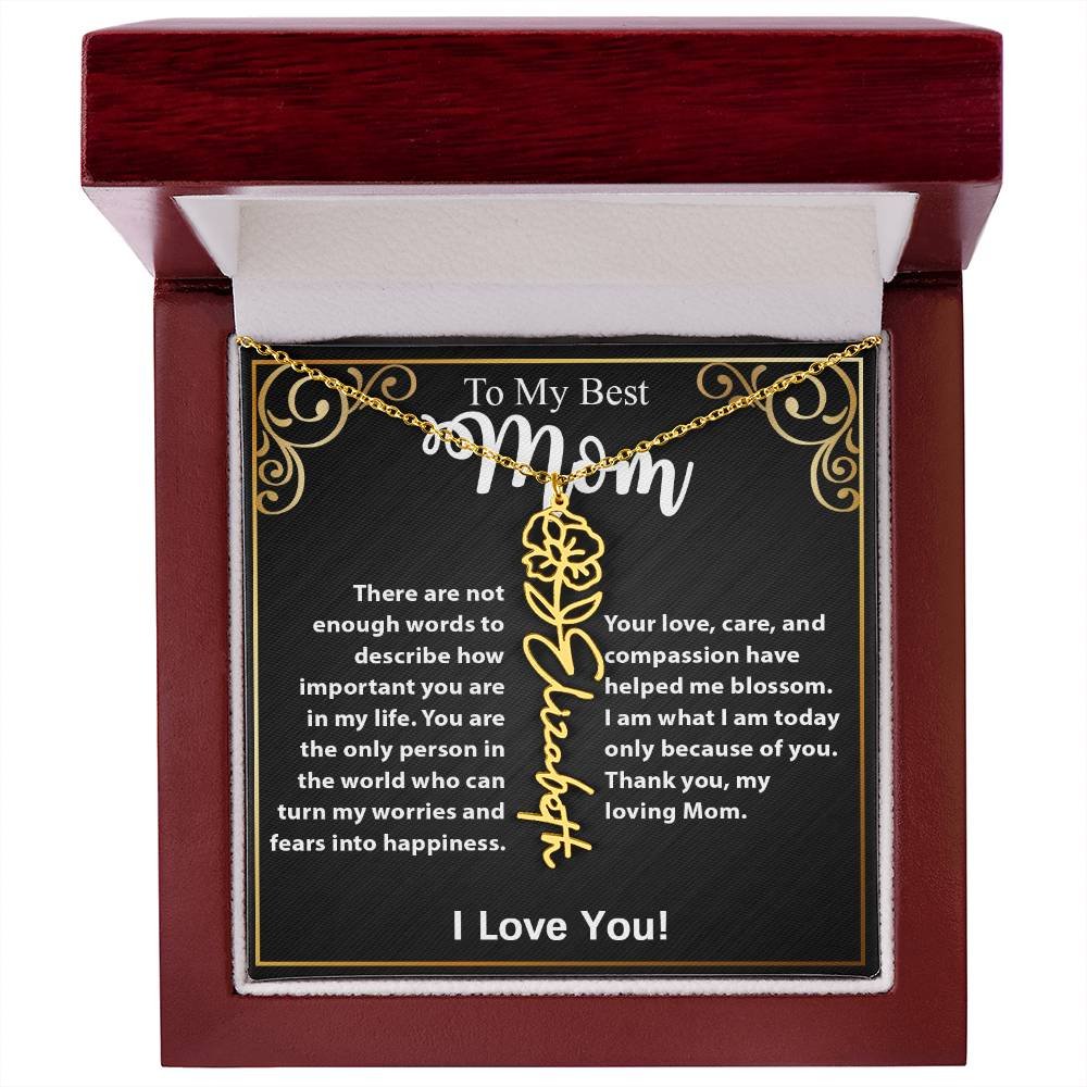 Custom Flower Name Necklace Gift For Mom From Daughter & Son #e307 - Image 43